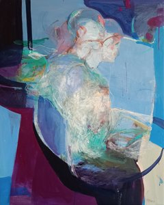 在静止中展开：成为，2025 年（丙烯酸和粉彩画布） 作者 