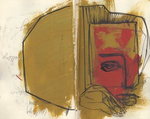 素描本 38，2025 年（蛋彩颜料、墨水、铅笔绘于纸上） 作者 