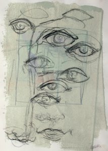 素描本 41，2025 年（蛋彩颜料、木炭纸） 作者 