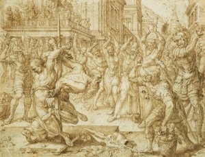 长者的石刑，取自苏珊娜（Susanna）的故事，1562年 作者 梅尔滕·范·海姆斯克