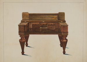 改装成书桌的电唱机，约1937年。