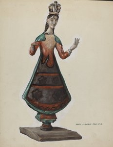 大型彩绘木制圣母玛利亚，约1937年。 作者 马杰尔·G·克拉弗林