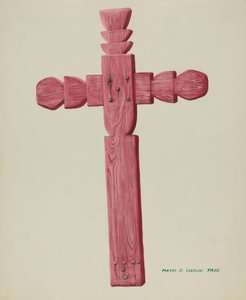 用作墓碑的红木十字架，约1937年。 作者 马杰尔·G·克拉弗林