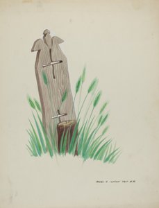 木制墓碑，约1937年。 作者 马杰尔·G·克拉弗林