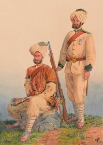 罗伯茨将军的锡克教传令兵，Dewa Singh和Dehan Singh，第三支旁遮普边境部队 作者 RG伍德索普少将