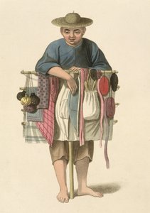 一个Pedlar，来自&39;The Costume of China&39;的17号板，由J. Dadley雕刻，1800年