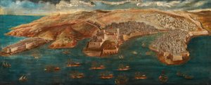 堡垒里卡索利，城堡圣安吉洛，LIsola和Cotonera线的看法从瓦莱塔，1679