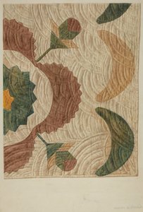 贴花和绗缝的盖毯，约1938年。
