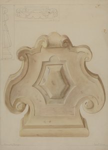 大理石装饰品，来自壁炉顶部，约1937年。 作者 曼努埃尔·G·鲁尼安