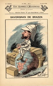 世界人类》第289期的封面，插图由曼努埃尔-卢克（1854-1919）绘制。殖民化 殖民主义 殖民地 - 探险家皮埃尔-萨沃格南-德-布拉扎（1852-1905） - 地球 作者 曼努埃尔·卢克（Manuel Luque）