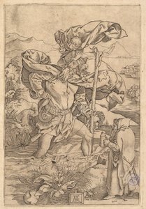 圣克里斯托弗·圣克里斯托弗（Christopher）和他的基督在河上过河。 1500年至1534年。 作者 马尔坎通尼奥·莱蒙迪