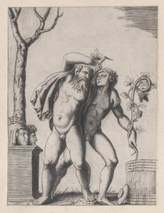 Speculum Romanae Magnificentiae：Young and Old Bacchant, ca. 1514-36., ca. 1514-36. 作者 马尔坎通尼奥·莱蒙迪