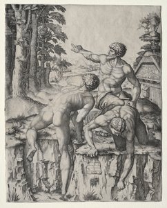 登山者三个人物，摄于1510年的米开朗基罗卡斯奇纳战役。 作者 马尔坎通尼奥·莱蒙迪