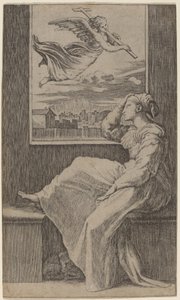 忧郁的女人 作者 Marcantonio Raimondi 可能在拉斐尔之后