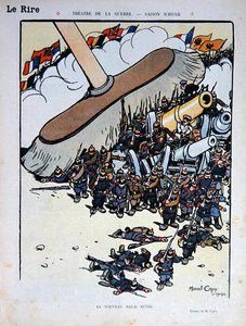 新的俄罗斯扫帚"，1914年12月5日 "Le Rire "杂志的漫画（彩色平印）。