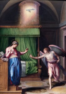 The Annunciation (oil on poplar panel)