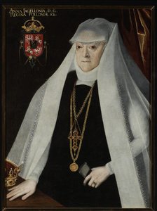 Anna Jagellon, reine de Pologne - Portrait of Anna Jagiellon (1523-1596), queen of Poland, by Kober, Martin (1550-1609). Oil on canvas, before 1596. Muzeum Narodowe, Warsaw 作者 马辛·科伯（Marcin Kober）