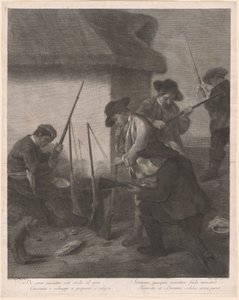 De Servi Cacciator...（仆人为狩猎准备枪支）。 作者 彼得罗·隆吉之后的马尔科·阿尔维斯·皮特里