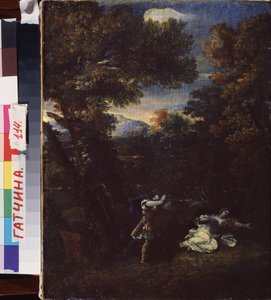 Cephalus 和 Procris。Marcantonio Franceschini（1648-1729 年）的画作，布面油画。意大利艺术（博洛尼亚）