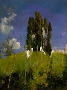 《洗衣草甸》，19 世纪最后四分之一，Marco Calderini（1850-1941 年）绘，布面油画，65 x 51 厘米。 意大利
