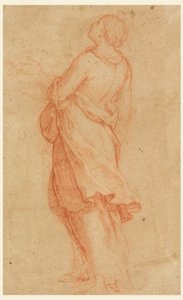 素描，年轻女子（十字架下的抹大拉圣玛丽亚），1550-75 年 作者 马可·皮诺