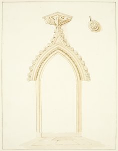 布里斯托尔大教堂 Vestry Room 的门口（纸本铅笔和水彩）