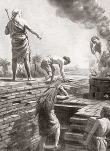 建造金字塔，苏美尔城邦最早建造的巨大金字塔式神庙塔楼，摘自哈钦森的《国家史》，1915 年出版 作者 玛格丽特（后）多瓦斯顿