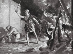 埃兰人烧杀抢掠巴比伦村庄（石版画）