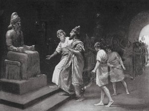 马尔杜克神庙中的图库利-尼尼布一世（石版画） 作者 玛格丽特（后）多瓦斯顿