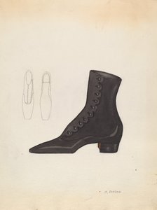 女人的鞋子，约1937年。