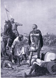 公元 1071 年阿尔普-阿尔斯兰蒂（Alp Arslanti）擒获罗马皇帝迪奥杰尼斯（石版画）。 作者 玛格丽特·多瓦斯顿