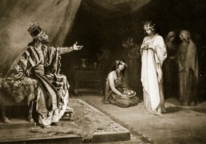亚述公主与巴比伦国王卡拉-因达什的婚姻，"哈钦森的《国家史》"中的插图（石版印刷）。