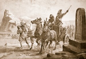 图鲁什帕城堡前的提格拉特-皮莱塞四世，插图选自《哈钦森国家史》（石印本） 作者 Margaret Dovaston