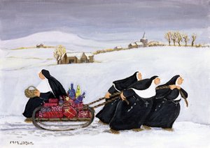 平底雪橇（纸上油画） 作者 玛格丽特·罗克斯顿