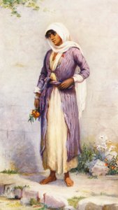 一位德鲁兹妇女（彩色石版画） 作者 玛格丽特·托马斯