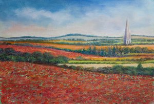 罂粟花田，2021年（粉彩）。 作者 玛戈斯塔基