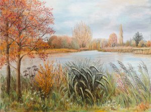 River Thames near Windsor, 2022 (pastel) 作者 玛戈斯塔基