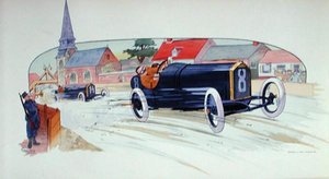1911年法国大奖赛中的一辆标致赛车 作者 玛格丽特 (fl. 1909-14) 蒙托