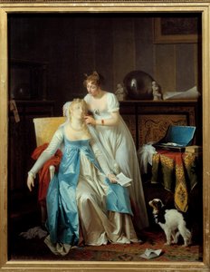 Bad News A girl dressed in Premier Empire fashion faints when she reads a letter announcing misfortune. Painting by Marguerite Gerard (1761-1837) 1804 Sun. 0,63x0,5 m 作者 玛格丽特·杰拉德