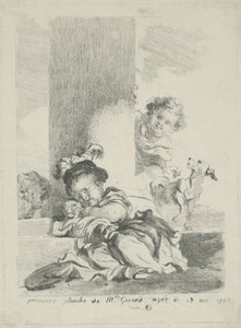 儿童与猫，1778年 作者 玛格丽特·杰拉德