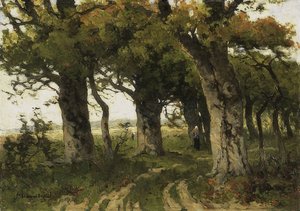 橡树大道在夏末。 1880-1900 作者 玛丽亚·比尔德斯·范博斯