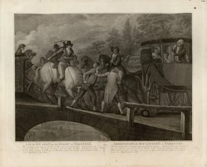 1791年6月22日，路易十六及其家人在瓦雷纳被捕，1796年。 作者 马里亚诺·博维