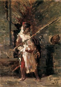 阿斯卡利（东非殖民武装力量的士兵）。马里亚诺-福尔图尼（1838-1874）的画作