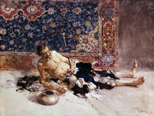 鸦片吸食者鸦片吸食者。马里亚诺-福图尼-马萨尔（1838-1874 年）的画作