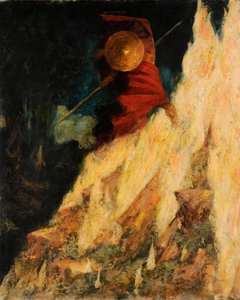 瓦尔基里》。沃坦用长矛击打岩石，约1895年。