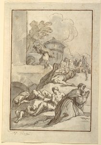 素描，瘟疫中圣徒的研究，约 1790 年