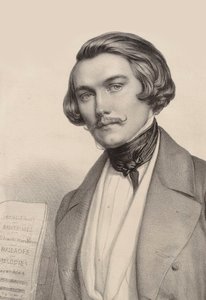 钢琴家和作曲家Alfred Quidant的肖像，1815-1893，约1840年。