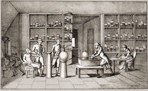 安托万-洛朗-德-拉瓦锡（Antoine Laurent de Lavoisier，1743-1794），法国化学家，正在进行一项关于人在休息时的呼吸的实验。拉瓦锡夫人的绘图。巴黎，18世纪。Leemage收藏 作者 玛丽·安妮·皮埃尔特·拉瓦锡