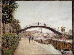Le canal saint Martin à Paris 画作：Firmin Girard (1838-1921) 19世纪 太阳。05x0,65米 巴黎，卡纳瓦莱博物馆