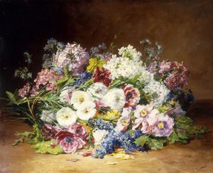 精美的各色花朵花束，约1861年